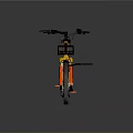 Yellow Electric Bicycle With Front Basket Rear Rack And Red Accents