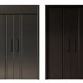 Black Modern Double Doors With Smooth Surface And Metal Handles For Wardrobe