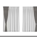 Elegant Modern White And Brown Layered Curtains With Striped Panels And Gold Tiebacks
