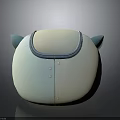 Cartoon Creature Character With Light Blue White Round Body Ears Curved Opening And Small Buttons