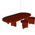 Red Sofa Table Set With Modern Design And Round Shape Coffee Tables 3d model