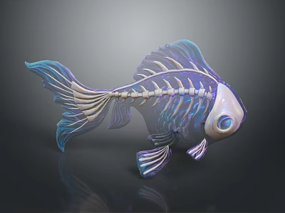 Medical Device Fish Skeleton Anatomical Model With Iridescent Design For Biomedical Teaching 3d model