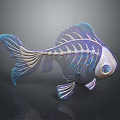 Medical Device Fish Skeleton Anatomical Model With Iridescent Design For Biomedical Teaching 3d model