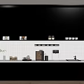 Modern Pantry Interior With Black Cabinets White Tile Backsplash And Coffee Machine 3d model