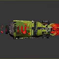 Futuristic Sci Fi Weapon With Green Casing Red Energy Core Orange Dial And Glowing Lights