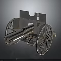 Antique Cannon With Large Wooden Wheels And Metal Barrel On Carriage