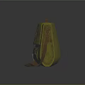 Yellow Leather Shoulder Bag With Top Handle And Decorative Buckles