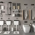 Modern Toilet Design With Bathroom Accessories Sink Shower Fixtures And Storage Shelves