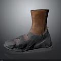 Vintage Gray Leather Shoes With Distressed Design And Brown Ankle Part