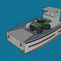 Yacht With Off Road Vehicle On Deck And Cabin Sailing In Blue Water