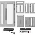 Multiple Metal Glass Panel Doors With Security Camera And Control Unit