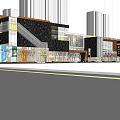 Modern Urban Commercial High Rise Building Exterior Design With City Skyline And Glass Facade