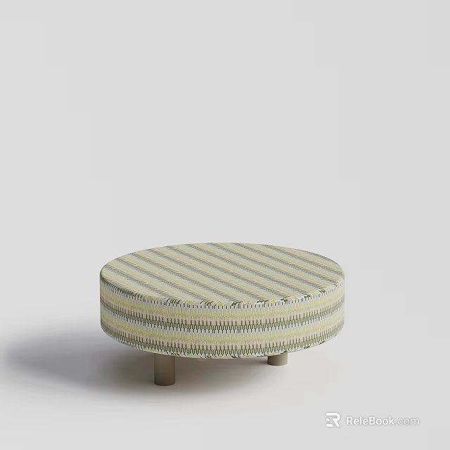 Round Coffee Table With Striped Fabric Top And Metal Legs Modern Design 3d model 