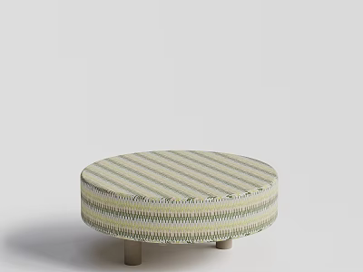 Round Coffee Table With Striped Fabric Top And Metal Legs Modern Design 3d model