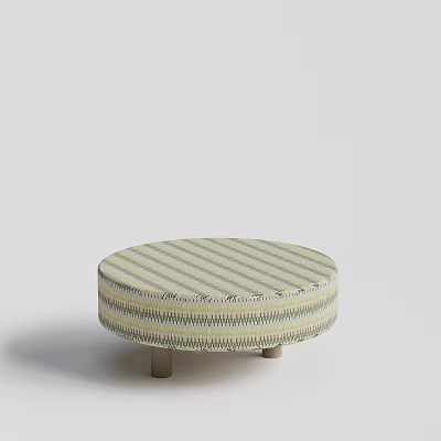 Round Coffee Table With Striped Fabric Top And Metal Legs Modern Design 3d model