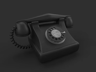 Vintage Black Rotary Dial Telephone With Classic Design And Coiled Cord 3d model