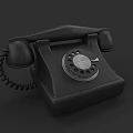 Vintage Black Rotary Dial Telephone With Classic Design And Coiled Cord