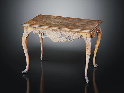 Vintage Classical Wooden Table With Intricate Carved Legs And Smooth Tabletop Design 3d model