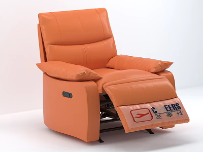 Orange Leather Recliner Massage Chair With Adjustable Design And Soft Supportive Cushions 3d model