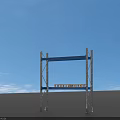 Blue Metal Display Rack With Multiple Layers And Wooden Pallets For Storage Use