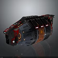 Futuristic Sci Fi Weapon With Red Black Orange Mechanical Structure And Metallic Circular Components 3d model