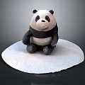 Cute Panda Game Movie Character Sitting On White Platform With Dark Background And Plush Design