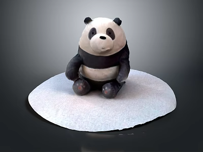 Cute Panda Game Movie Character Sitting On White Platform With Dark Background And Plush Design 3d model