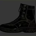 Black High Top Boots With Laces And Buttons Thick Soles For Practical Daily Use