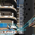 Spacious Shopping Mall Lobby With Wide Corridors Wooden Ceiling Escalators And Pedestrians