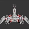 Futuristic Mechanical Spider Robot With Red White Legs And Metallic Structure 3d model