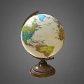 Decorative Ornament Set with Wooden Base Colorful World Globe for Home Decor
