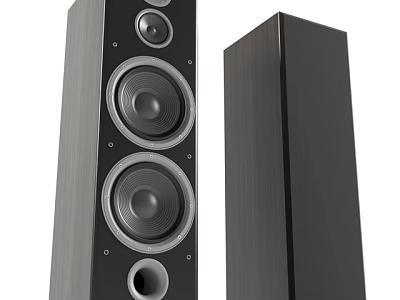 Modern Home Audio Floor Standing Speakers With Multiple Drivers And Black Sleek Design 3d model