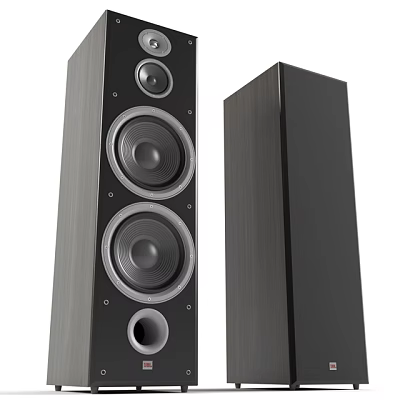 Modern Home Audio Floor Standing Speakers With Multiple Drivers And Black Sleek Design 3d model