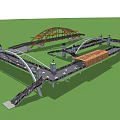 Various Bridge 3D Model Designs With Arch Structures And Wooden Elements 3d model