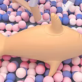 Adorable Shark Doll in Colorful Play Ball Pit with Pink Blue and White Balls