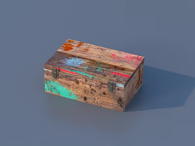 Vintage Building Exterior Wall With Wooden Texture Colorful Graffiti And Metal Accents 3d model