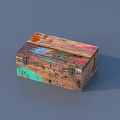 Vintage Building Exterior Wall With Wooden Texture Colorful Graffiti And Metal Accents