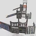 Wooden Outdoor Playground Equipment With Climbing Frame Slide Ramp And Platform Steps