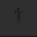 Game And Movie Robot Character With Blue Head Mechanical Armor And Weapon