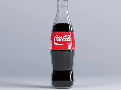 Coca Cola Glass Bottle With Red Label Containing Carbonated Dark Beverage For Daily Use 3d model