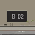 Modern Minimalist White TV Stand With TV Radio Books And Potted Plant
