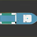 Wooden Boat Featuring Green White Blue Red Hull With Cabins And Rails On Deck