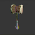Double Sided Wooden Frame Drum With White Heads And Colorful Tassels As Musical Equipment
