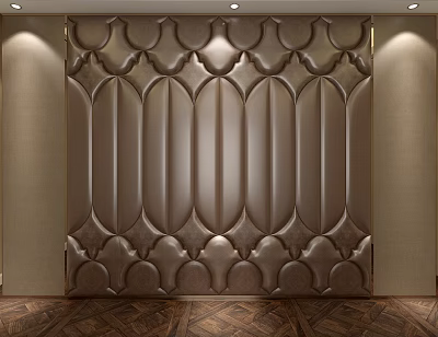 Luxurious Upholstered Wall Panel with Intricate Embossed Pattern for Interior Decoration 3d model