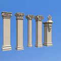 Stone Villa Columns European Architecture Roman Columns 3d model