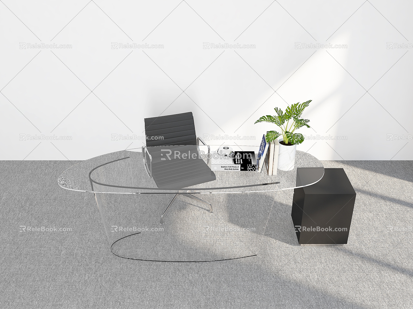 Desk Office Desk Chair Office Desk Glass Table Workbench Desk Table Table 3d model