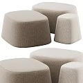 Modern Fabric Upholstered Stools With Round Oval Seats And Different Sizes For Interior Seating 3d model
