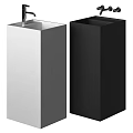 Stylish Sleek Modern White and Black Pedestal Washbasin Design for Bathroom Interior