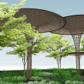 Modern porch frame bamboo mushroom frame construction 3d model