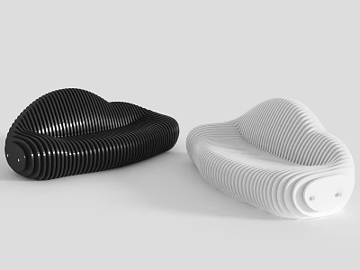 Modern Black and White Outdoor Chair with Wavy Striped Design for Patio Garden 3d model